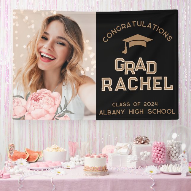 Grad Modern Floral Graduate Graduation Party Banner (Party)