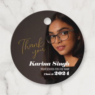GRAD! Modern Graduation Photo Thank You Gift Tag