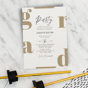 Grad Modern Olive Green Graduation Party Invitation