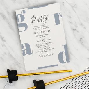 Grad Modern Purple & Beige Graduation Party Invita Invitation