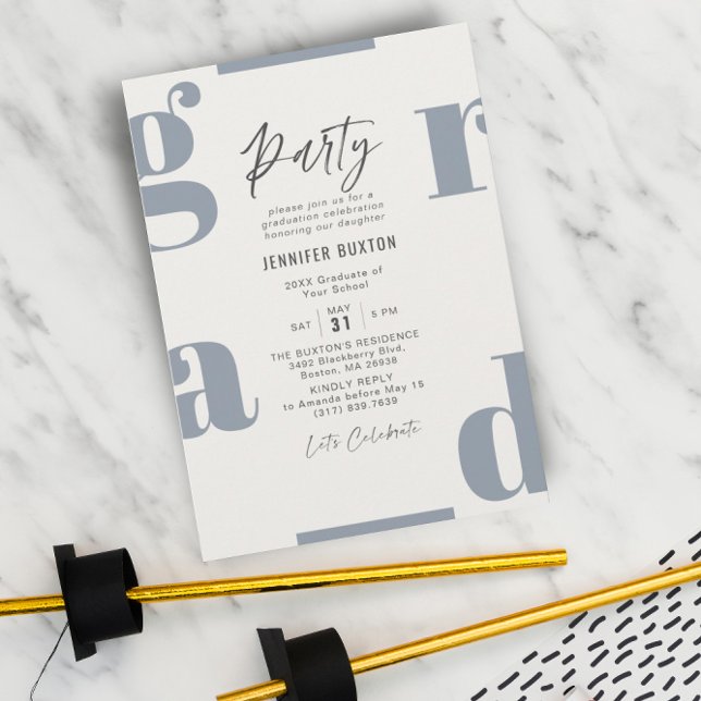 Grad Modern Purple & Beige Graduation Party Invita Invitation (Creator Uploaded)