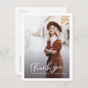 Grad Multi Photo Modern Graduation Thank You Postcard