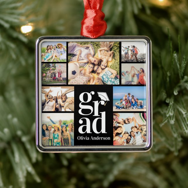Grad Multiple Photo Collage Memories Metal Ornament (Tree)