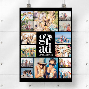 Grad Multiple Photo Collage Memories Poster