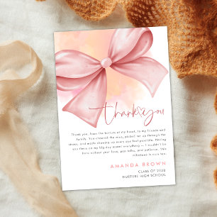 Grad party 2025 Pink Bow Elegant Trendy Thankyou Invitation