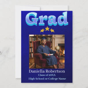 Grad Party Glossy Navy Class of 2026  Invitation