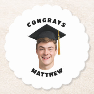 Grad Party Graduation Photo Simple Paper Coaster