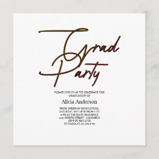 Grad Party Invitation | Hathama Script Black White