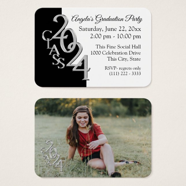 Grad Party Mini Pocket Photo Insert Card 2024 (Front & Back)