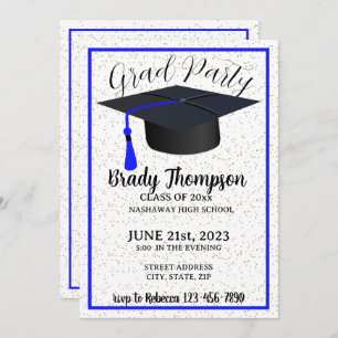 GRAD PARTY-Navy Blue Colours - 2 Photo Invitation