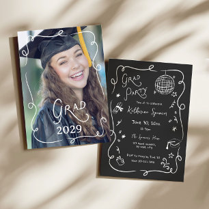 Grad Party Photo Doodle Whimsical Invitation