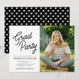 Grad Party Script Photo Graduation Invitation