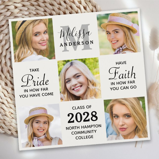 Grad Personalised 5 Photo Collage Graduation Invitation (Creator Uploaded)