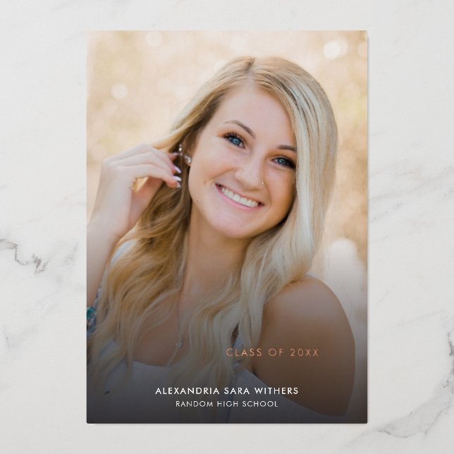 Grad Photo 2024 Rose Gold Graduation Announcement (Front)