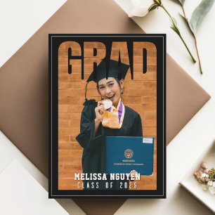 Grad Photo Black Graduation Announcement