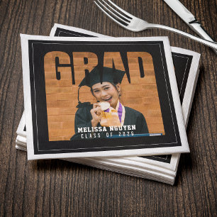 Grad Photo Black Graduation Napkin