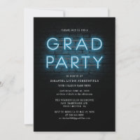Grad Photo Blue Neon Sign Graduation Party