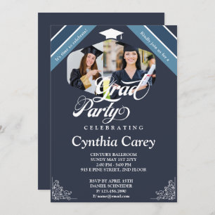 Grad Photo Collage Graduation Party Invitation