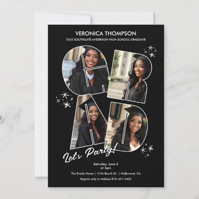 GRAD Photo Collage Graduation Party Invitation (Front)