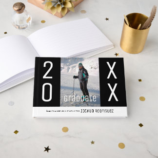 Grad Photo Custom Year Modern Pattern Graduation Guest Book