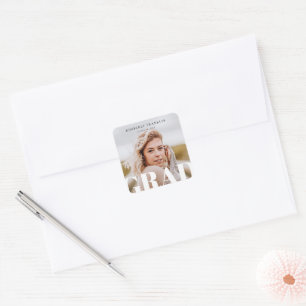 GRAD Photo Graduation Square Sticker