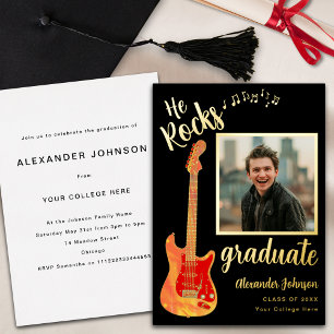 Grad Photo Music Graduation Party Black and Gold