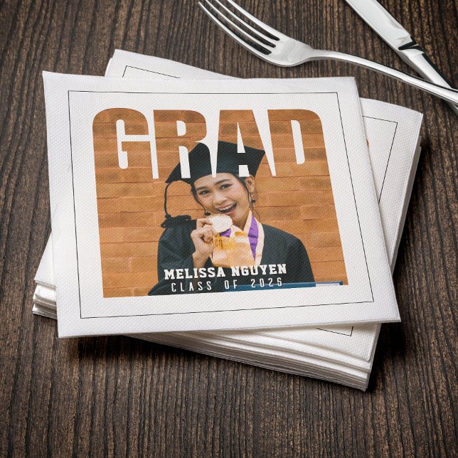 Grad Photo White Graduation Napkin (Grad Photo White Graduation Napkins
)