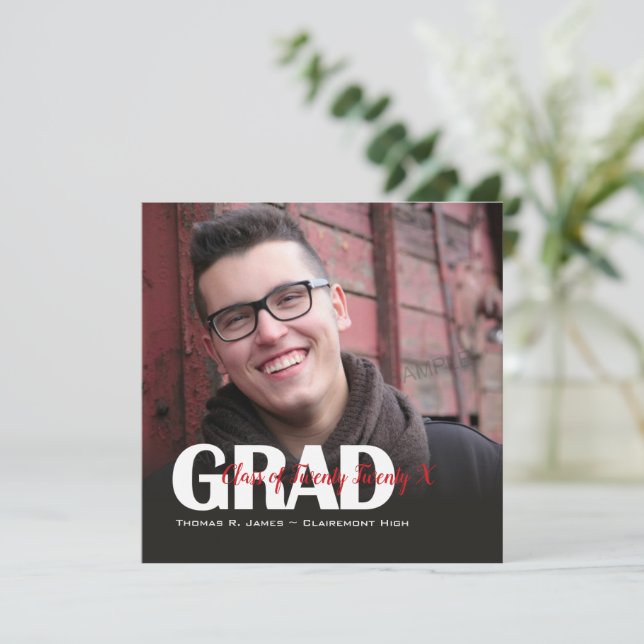  Grad Photo with Color Script Year Square Announcement (Standing Front)