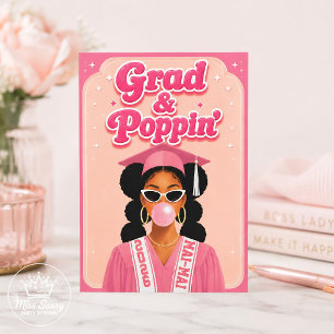 Grad & Poppin’ Pink Bubblegum Black Girl Grad Card
