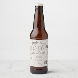 Grad Quirky Doodle Next Adventure Sandy Beige Beer Bottle Label