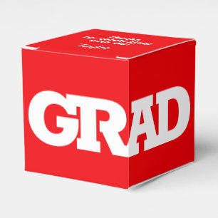 GRAD Red and White Graduation Party Favour Box