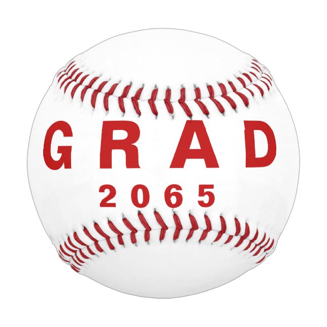 Grad Red Name Date Graduation Gift  Baseball (Front)