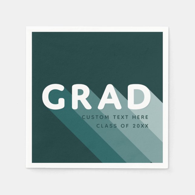 Grad Retro Green White Graduation Party  Napkin (Front)
