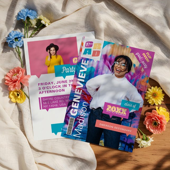 Grad Retro Hip Graduate Photo Magazine Cover Party Invitation (Grad Retro Hip Graduate Photo Magazine Cover Party Invitation)