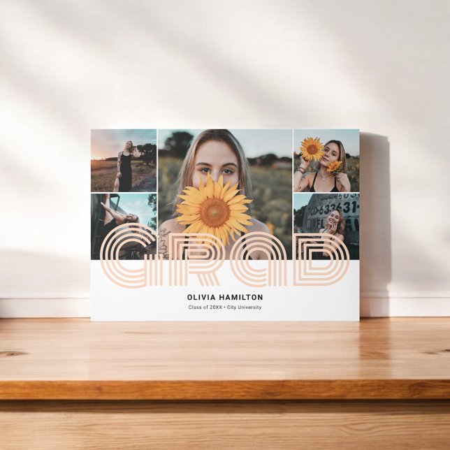 Grad Retro Photo Collage Tri-Fold Announcement (Creator Uploaded)