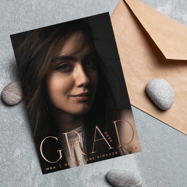 GRAD | Rose Gold Foil Modern Photo Announcement (Creator Uploaded)
