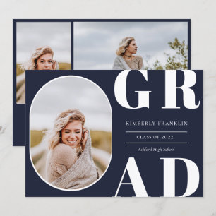 GRAD Rounded Photo Frame Graduation Invitation