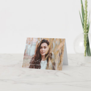 Grad Script Graduate Photo thank you card_snow Card