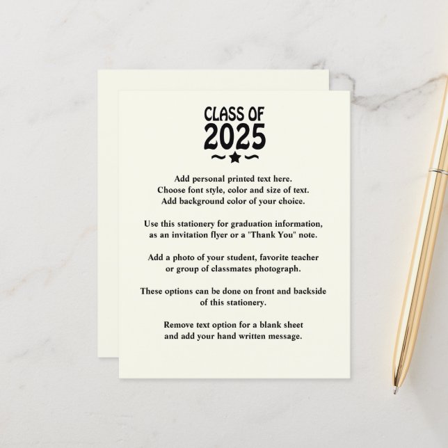 Grad Star Class of 2025 Graduation Announcement (Front/Back In Situ)