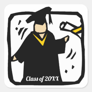 Grad Student Graduation Square Sticker