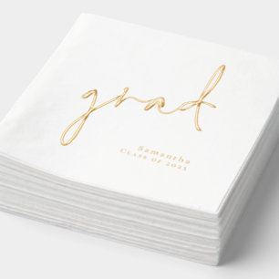 Grad Stylish Script Name Year Foil Napkins