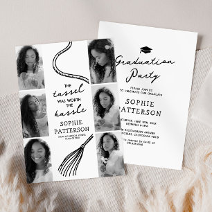Grad Tassel 6 Photo Graduation Party Invitation