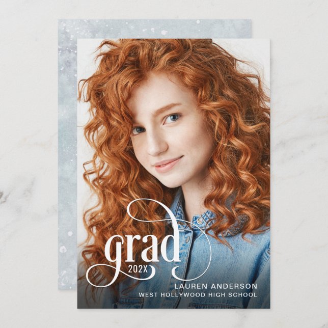 Grad Trendy Photo Graduation Announcement (Front/Back)