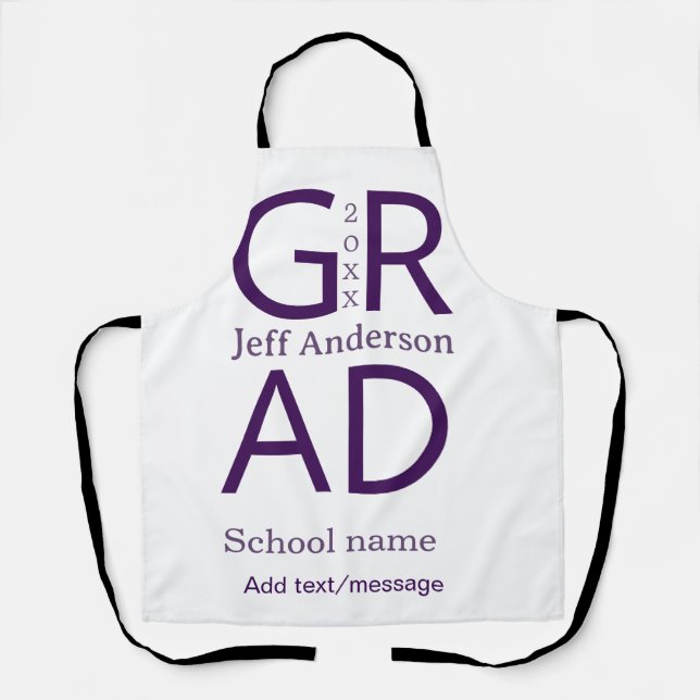 Grad typography modern graduation simple minimal c apron (Front)