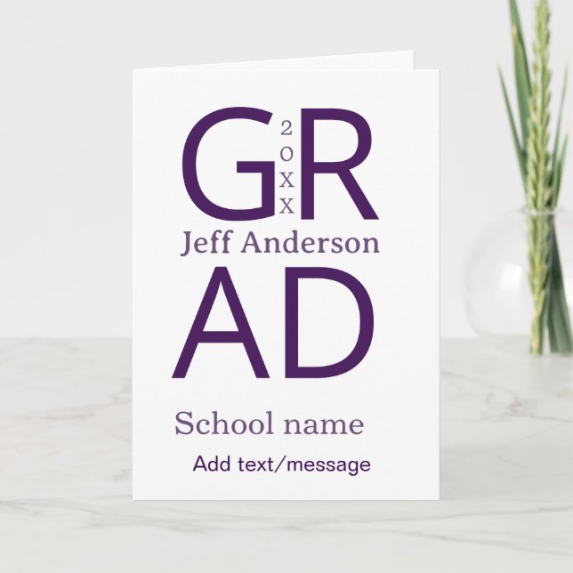 Grad typography modern graduation simple minimal c card (Front)