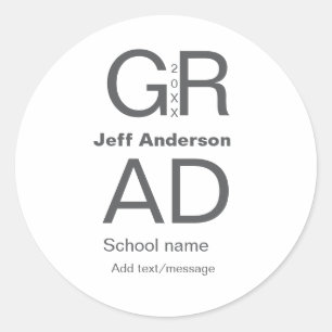 Grad typography modern graduation simple minimal c classic round sticker