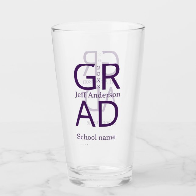 Grad typography modern graduation simple minimal c glass (Front)