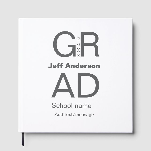 Grad typography modern graduation simple minimal c guest book (Front)