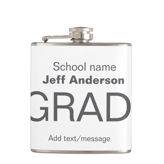Grad typography modern graduation simple minimal c hip flask (Front)