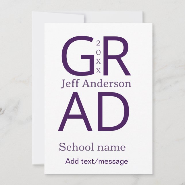 Grad typography modern graduation simple minimal c invitation (Front)